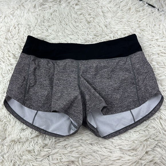 Lululemon Speed Up Short Long *4" Updated Fit Heather Lux Multi Black / Black - Picture 1 of 5